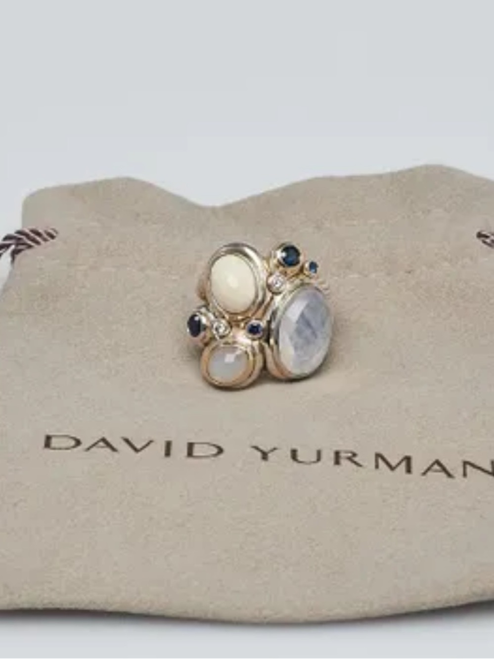 David Yurman | Ring | Sterling Silver Multi-Stone Oval Mosaic Ring with Diamonds - Picture 13 of 14